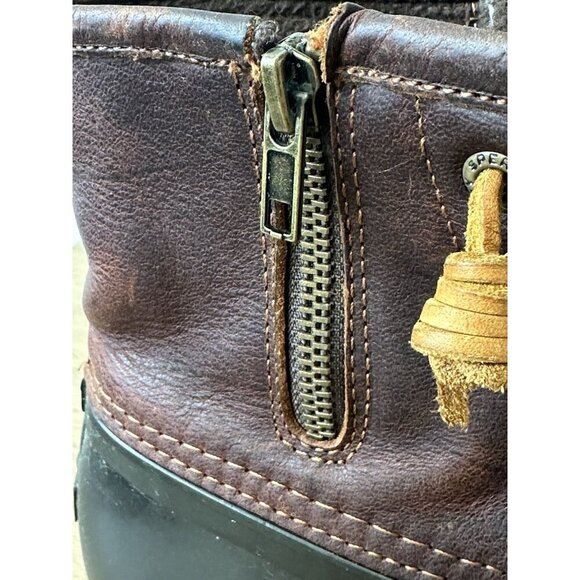 Sperry Saltwater W's 7.5 Brown Leather and Dark Brown Duck Rain Winter Boots - Picture 6 of 10